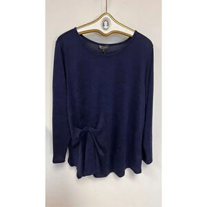 DG2 by Diane Gilman Womens Blue Front Knot Long Sleeve Top Size 2X NWT